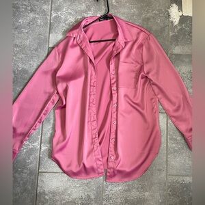 Oversized silk button down